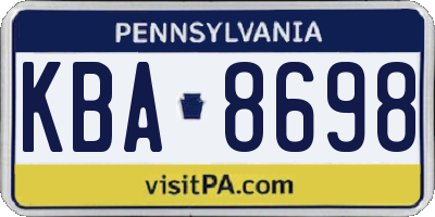 PA license plate KBA8698