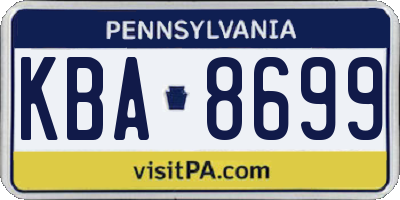 PA license plate KBA8699
