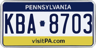 PA license plate KBA8703