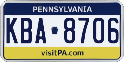 PA license plate KBA8706