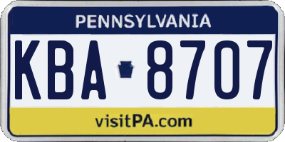 PA license plate KBA8707