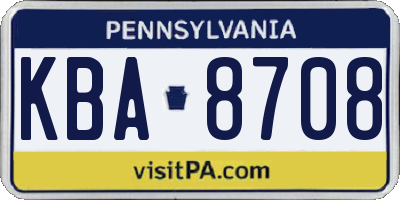 PA license plate KBA8708