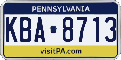 PA license plate KBA8713