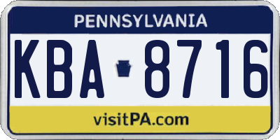 PA license plate KBA8716