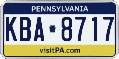 PA license plate KBA8717
