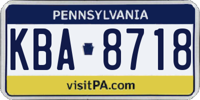 PA license plate KBA8718