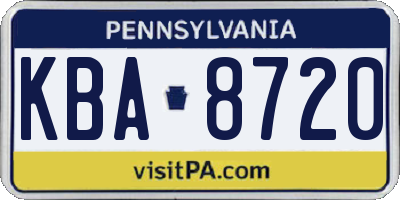 PA license plate KBA8720
