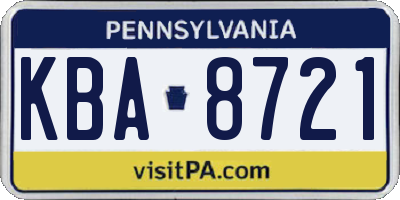 PA license plate KBA8721