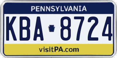 PA license plate KBA8724