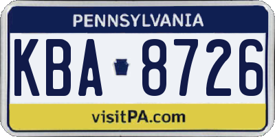 PA license plate KBA8726