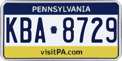 PA license plate KBA8729