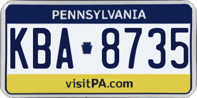 PA license plate KBA8735