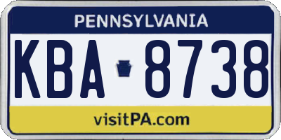 PA license plate KBA8738