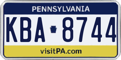 PA license plate KBA8744