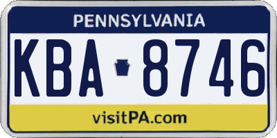 PA license plate KBA8746