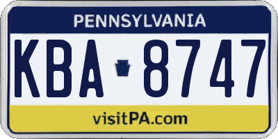 PA license plate KBA8747