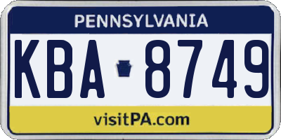 PA license plate KBA8749