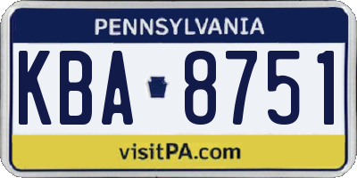 PA license plate KBA8751