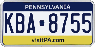 PA license plate KBA8755