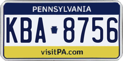 PA license plate KBA8756