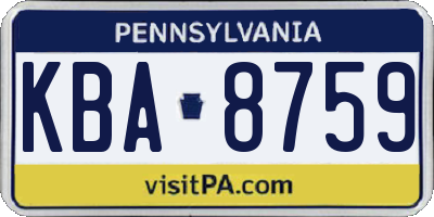 PA license plate KBA8759
