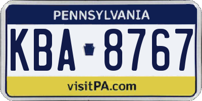 PA license plate KBA8767