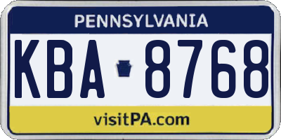 PA license plate KBA8768