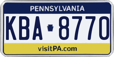 PA license plate KBA8770
