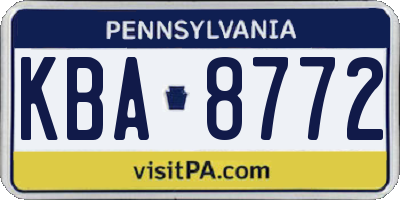 PA license plate KBA8772