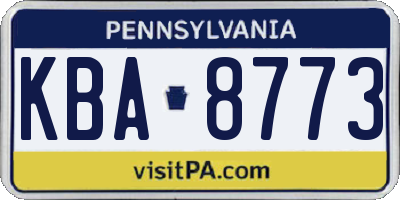 PA license plate KBA8773