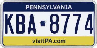 PA license plate KBA8774
