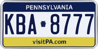 PA license plate KBA8777