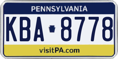 PA license plate KBA8778
