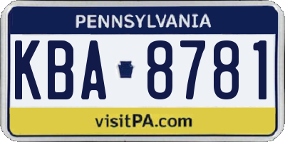 PA license plate KBA8781