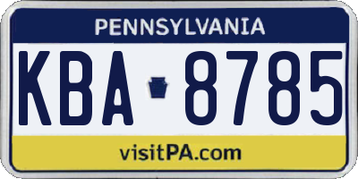 PA license plate KBA8785