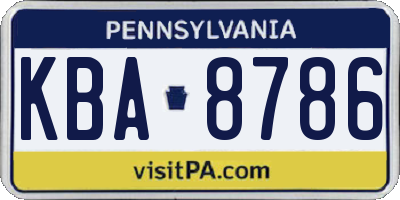 PA license plate KBA8786