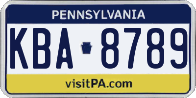 PA license plate KBA8789