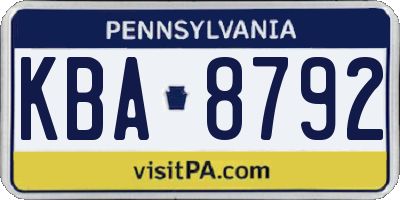 PA license plate KBA8792