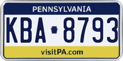 PA license plate KBA8793