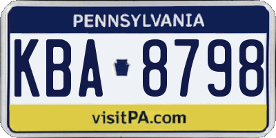 PA license plate KBA8798