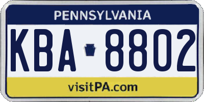 PA license plate KBA8802