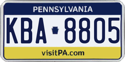 PA license plate KBA8805