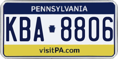 PA license plate KBA8806