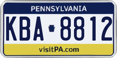 PA license plate KBA8812