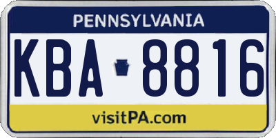 PA license plate KBA8816