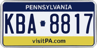 PA license plate KBA8817