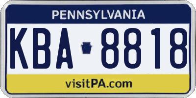 PA license plate KBA8818