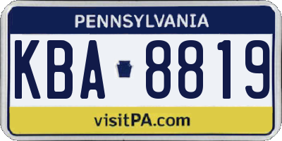 PA license plate KBA8819