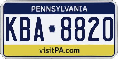 PA license plate KBA8820