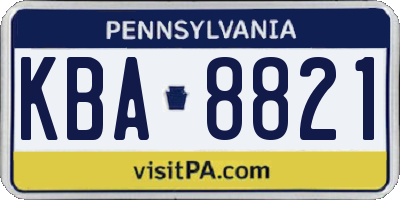 PA license plate KBA8821